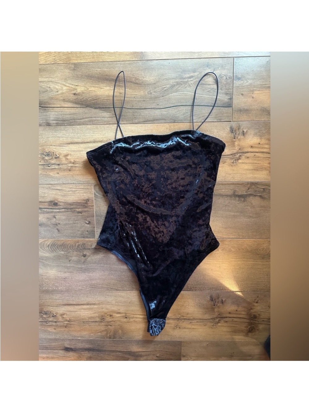 Garage Navy Blue Crushed Velvet Bodysuit Medium Y2K Concert Party Top